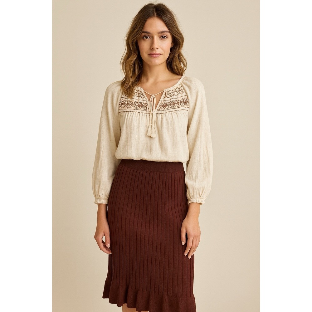 POL Ribbed Knit Ruffle Hem Skirt Women's Size Small – NWOT